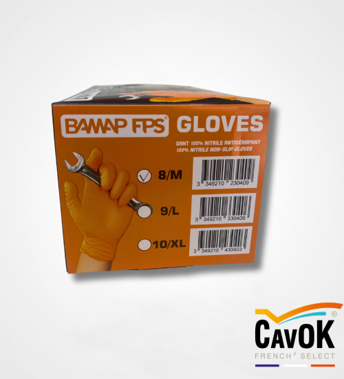 Gant Nitrile taille M RENFORCE ORANGE 10 boites de 100