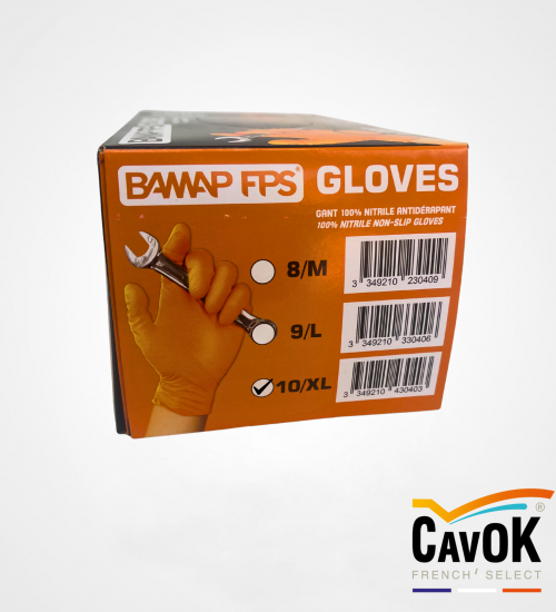 Gant Nitrile taille XL RENFORCE ORANGE 10 boites de 100