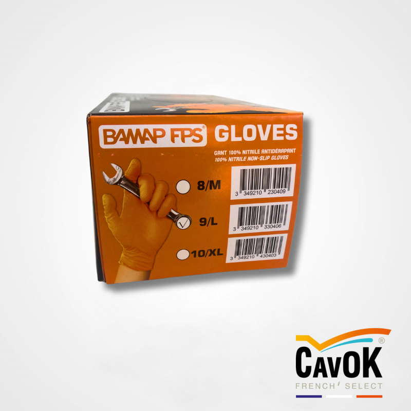 Gant Nitrile taille L RENFORCE ORANGE  10 boites de 100