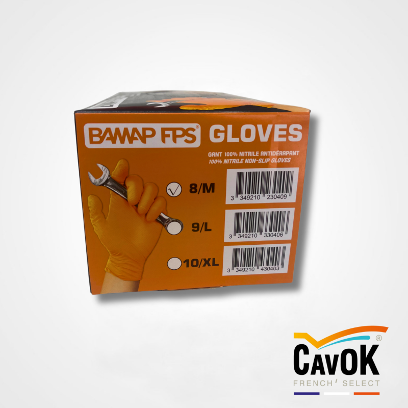 Gant Nitrile taille M RENFORCE ORANGE 10 boites de 100