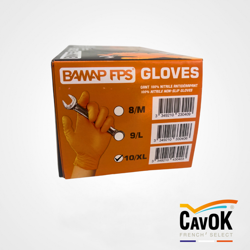 Gant Nitrile taille XL  RENFORCE ORANGE 10 boites de 100