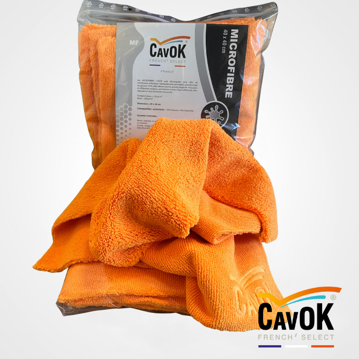 25 Micro Fibre Haut de gamme 40x40 Orange 350 grammes / m2